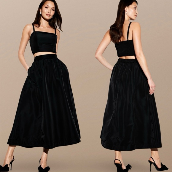 NWTS💓THE OCCASION LG💓ELITE LINE BLACK TAFFETA FIT & FLARE TOP SKIRT BUNDLE 💓 - Picture 1 of 16